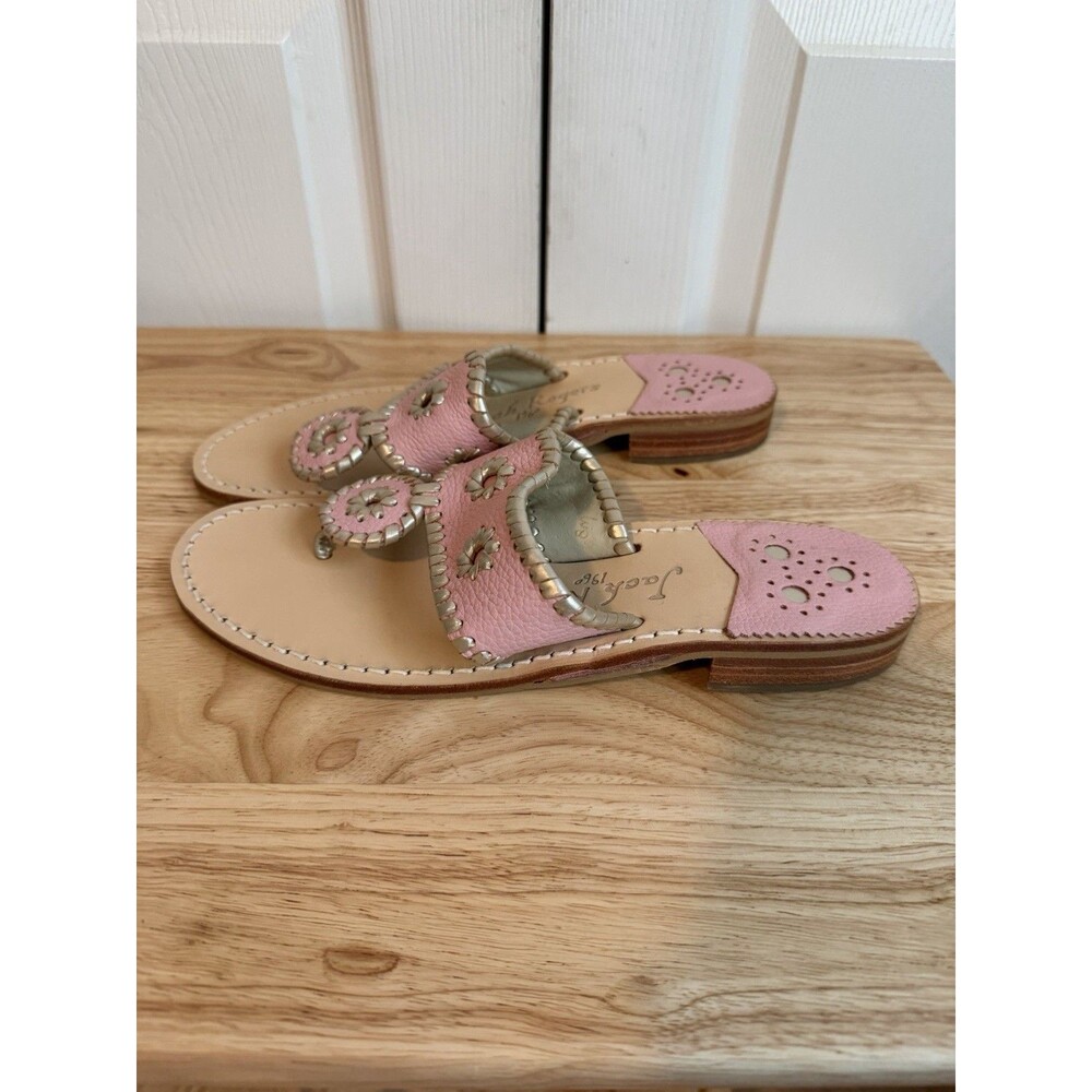 JACK ROGERS Pretty in Pink Metallic Sandals Since 1960 Leather Upper Size 8 M - Picture 2 of 9